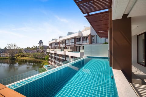 Property building, Day, View (from property/room), Balcony/Terrace, Pool view, Swimming pool