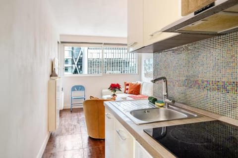 Kitchen or kitchenette, stove