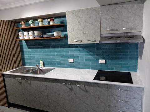 Kitchen or kitchenette, stove