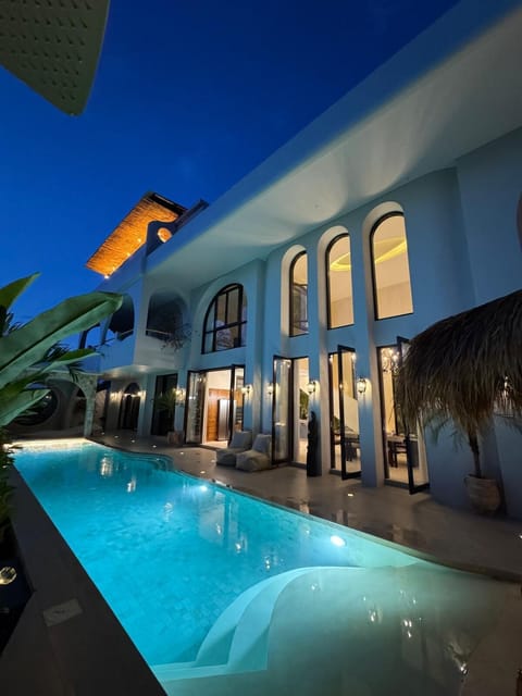 Property building, Night, Pool view, Swimming pool
