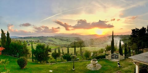 Natural landscape, Garden, Mountain view, Sunset