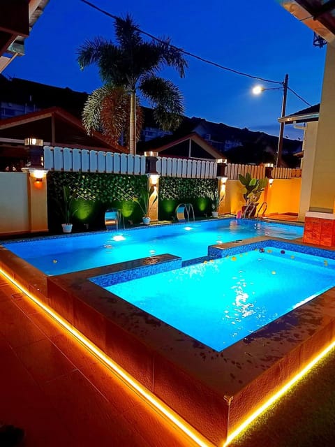 Night, Pool view, Swimming pool, Swimming pool