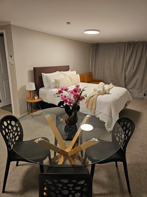 Bed, Living room, Dining area