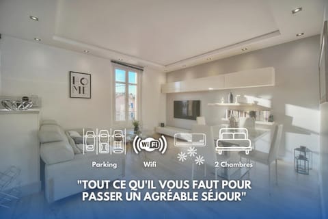 Living room, Text overlay