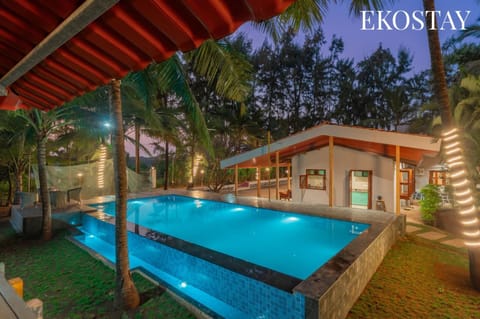 Property building, Day, Night, Text overlay, Pool view, Swimming pool, sunbed