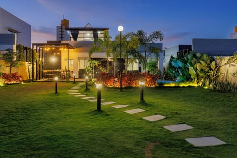 Property building, Night, Garden, Other, Garden view