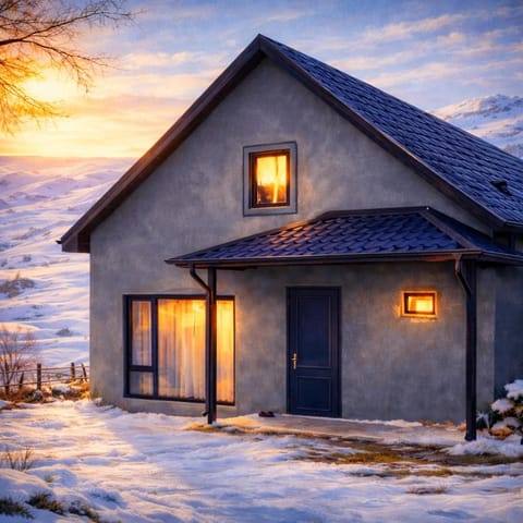 Property building, Winter, Sunrise
