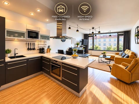 Living room, kitchen