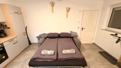 Bed, TV and multimedia, Kitchen or kitchenette, Living room, Photo of the whole room, Seating area, towels