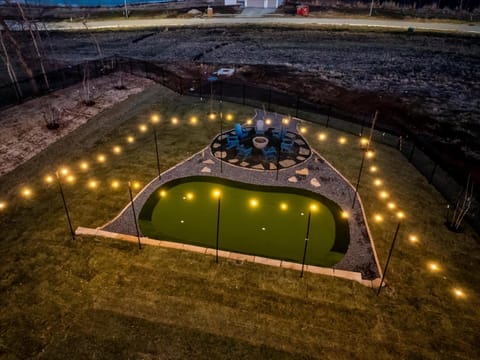 Patio, Night, Bird's eye view, Garden, Minigolf, Seating area