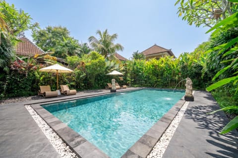 Swimming pool, sunbed