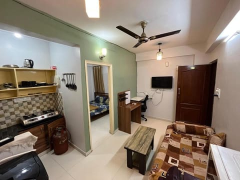 Living room, kitchen