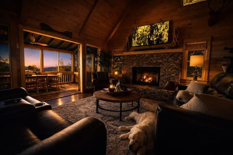 Natural landscape, Living room, Seating area, Mountain view