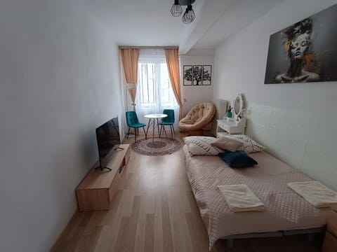 Bed, Library, TV and multimedia, Balcony/Terrace, Living room, Photo of the whole room, Decorative detail, Seating area, Bedroom, City view, Sunset, furniture, internet, towels