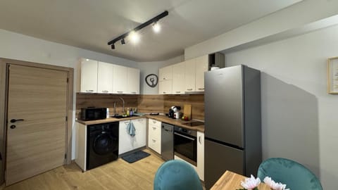 Kitchen or kitchenette, dishwasher, oven, stove