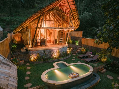 Patio, Night, Natural landscape, Garden, Hot Tub, Garden view, Pool view, Swimming pool