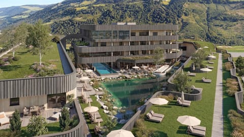 Property building, Natural landscape, Mountain view, Pool view, Swimming pool, sunbed