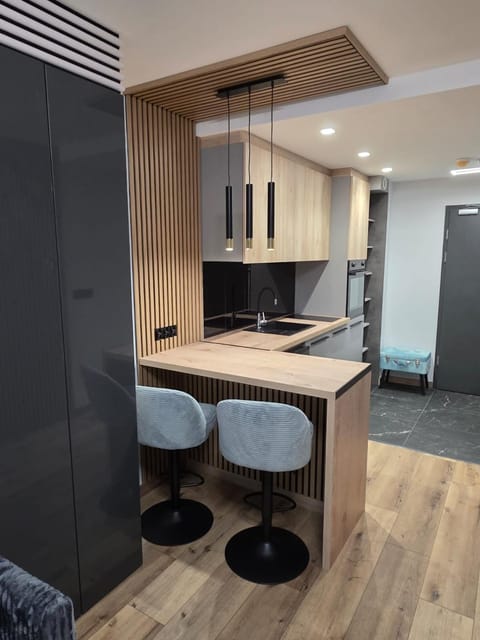 Kitchen or kitchenette, stove