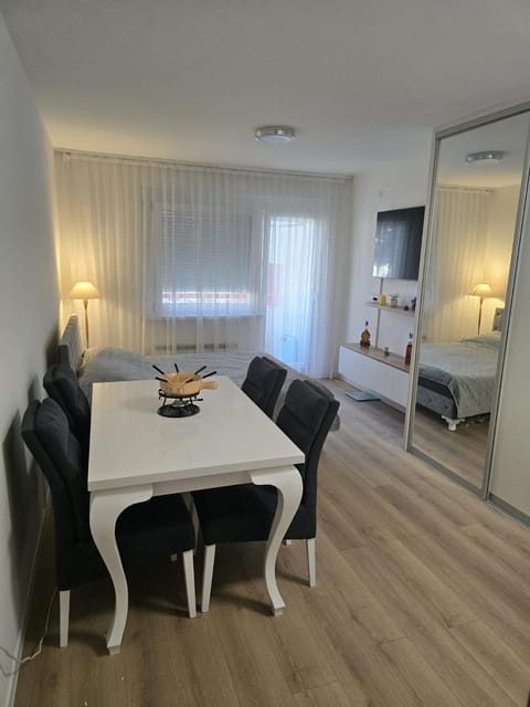 Bed, TV and multimedia, Living room, Photo of the whole room, Seating area, Dining area, Bedroom
