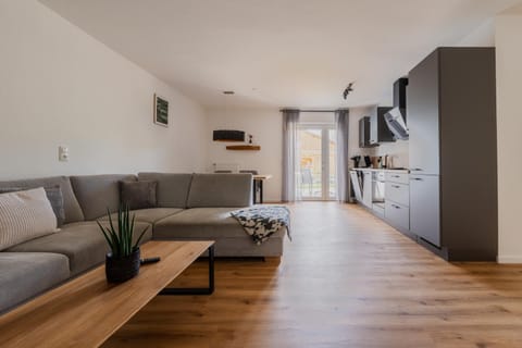 Kitchen or kitchenette, Living room, Seating area