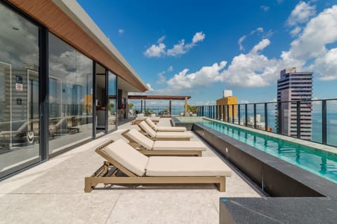 Day, View (from property/room), Balcony/Terrace, Pool view, Sea view, Swimming pool, sunbed