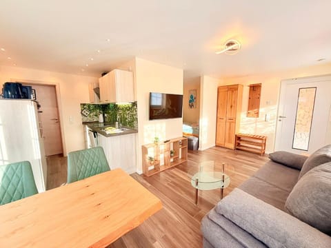 Kitchen or kitchenette, Living room, Seating area, Dining area