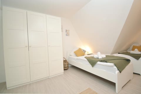 Bed, wardrobe