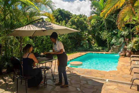Natural landscape, Garden, Pool view, Swimming pool, sunbed