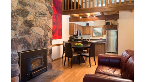 Day, Kitchen or kitchenette, Living room, Seating area, Dining area, fireplace, furniture, microwave, kitchen