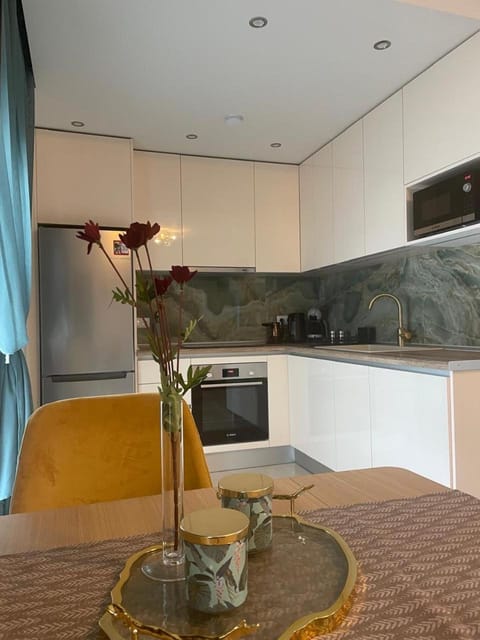 Kitchen or kitchenette, stove