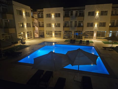 Patio, Night, Pool view, Swimming pool