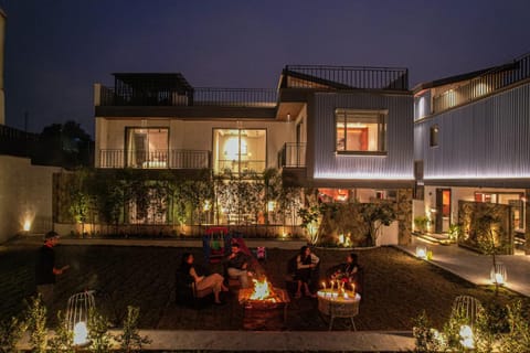 Property building, Patio, Night, BBQ facilities