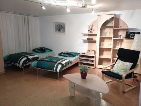 Bed, TV and multimedia, Living room, Photo of the whole room, Seating area, Bedroom