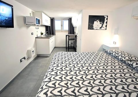 Bed, TV and multimedia, Kitchen or kitchenette, Photo of the whole room, Bedroom, stove