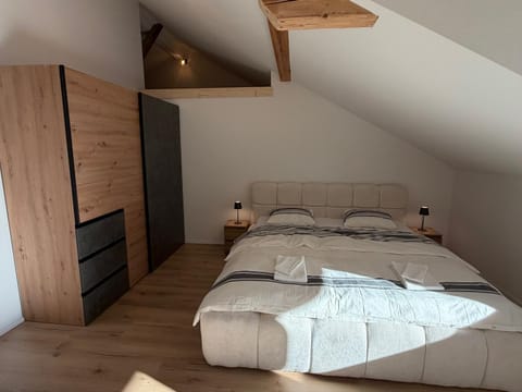 Bed, Photo of the whole room, Bedroom, towels, wardrobe