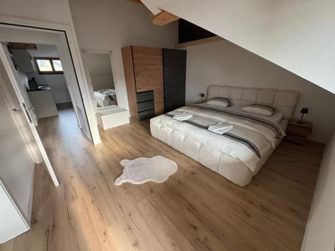 Bed, Photo of the whole room, Bedroom, towels, wardrobe