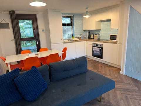 Kitchen or kitchenette, Living room, Seating area, Dining area, oven, stove, toaster