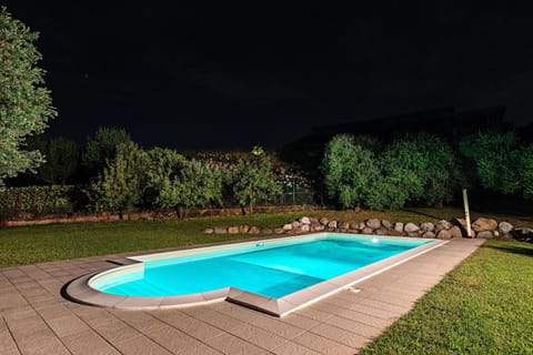 Night, Garden, Swimming pool