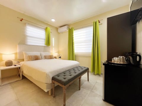 Bed, TV and multimedia, Coffee/tea facilities, Photo of the whole room, Decorative detail, Bedroom, furniture, air conditioner
