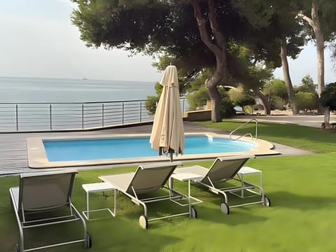 Property building, Living room, Swimming pool