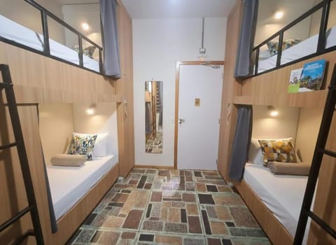 Bed, Photo of the whole room, bunk bed, wardrobe, air conditioner