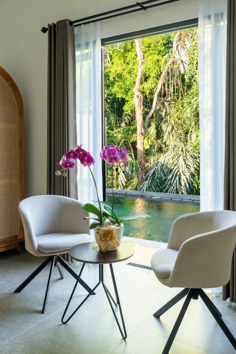 Seating area, Bedroom, Garden view, Swimming pool