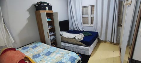 Bed, wardrobe