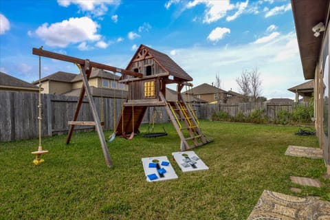HTown Getaway Air Hockey Gym Yard BBQ Swing Set House in Addicks