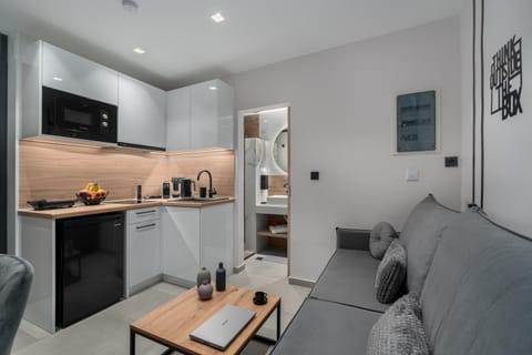 Living room, kitchen