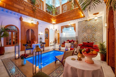 Seating area, Food, Swimming pool