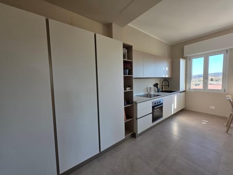 Kitchen or kitchenette, dishwasher, oven, stove