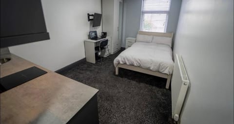 Bed, TV and multimedia, Kitchen or kitchenette, Photo of the whole room, Bedroom, hair dresser