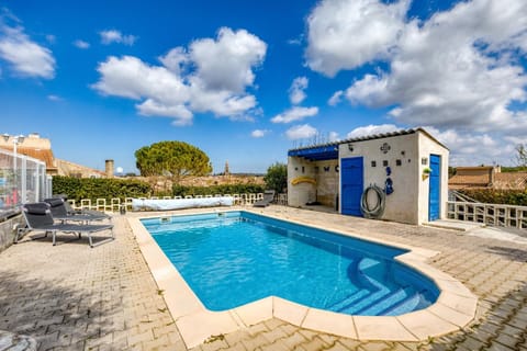 Property building, Living room, Swimming pool