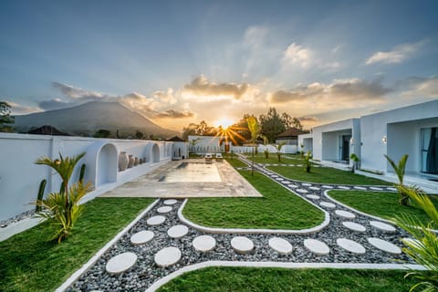 Natural landscape, Garden, Garden view, Mountain view, Sunset
